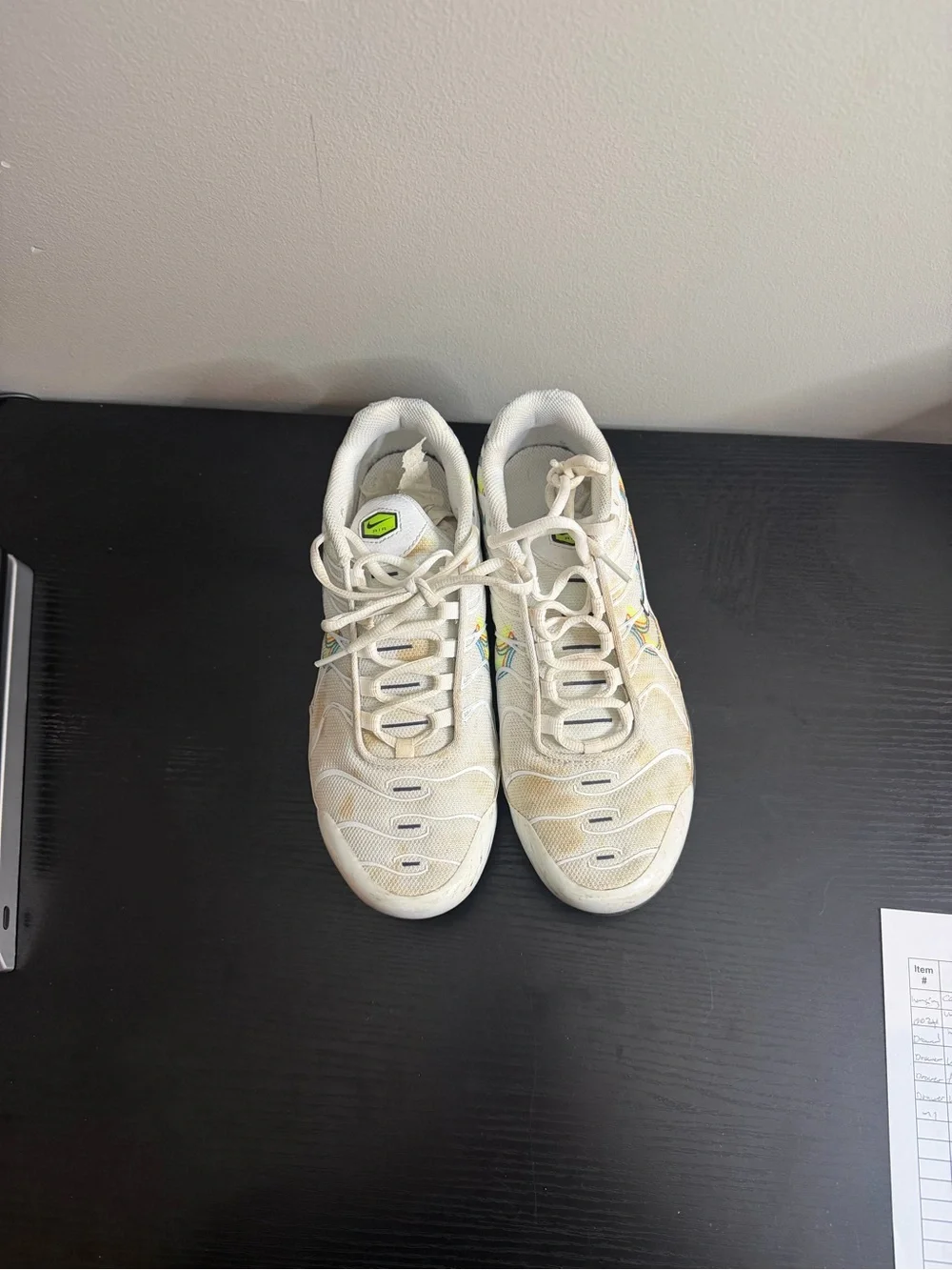 Nike Kids White Sneakers with Yellow and Green Accents
